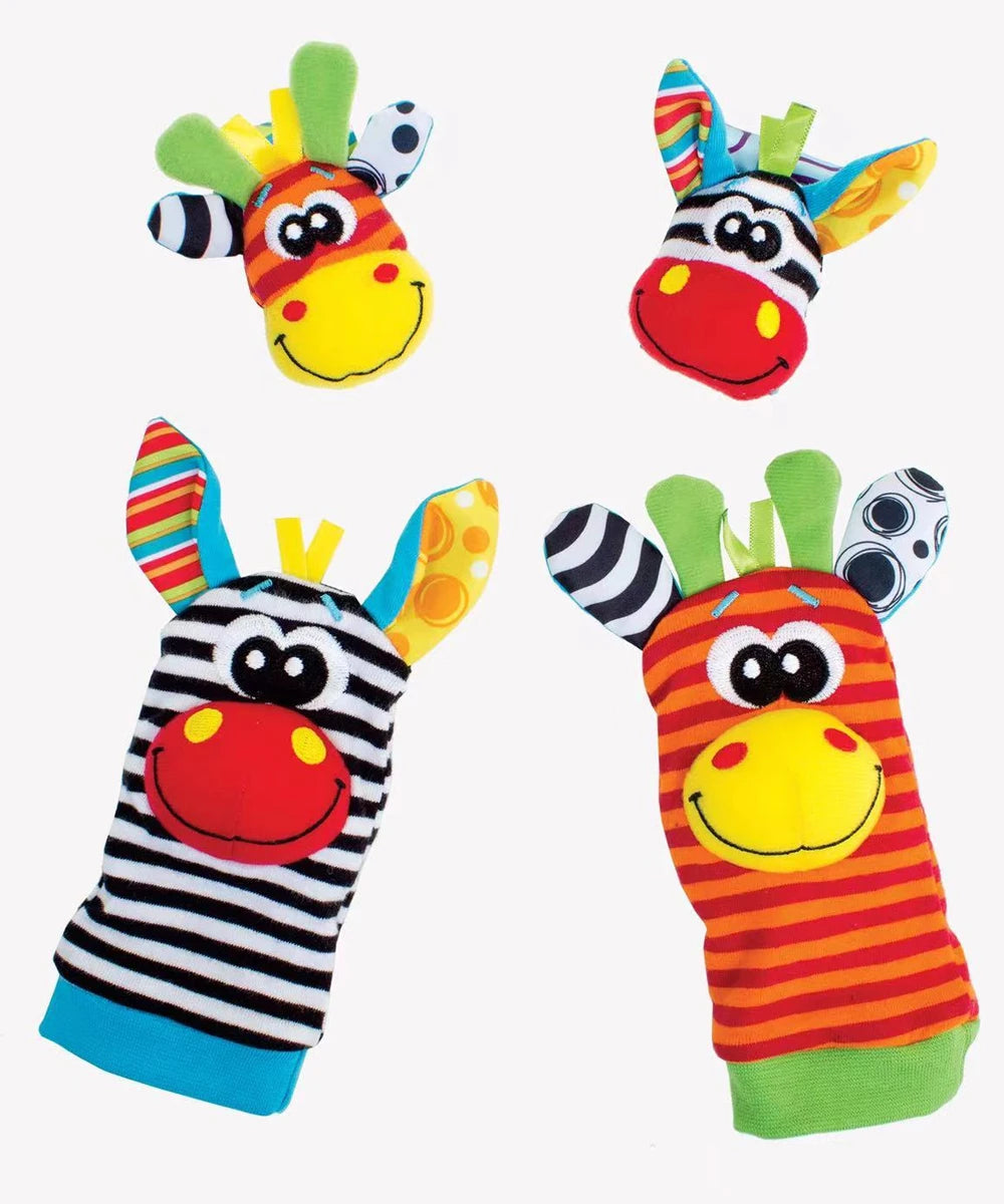 0-12 Months Baby Socks With Rattle Wrist Strap - Funny Animals