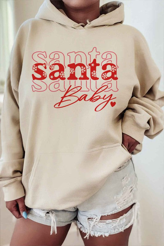 SANTA BABY CHRISTMAS HOODIE PLUS SIZE