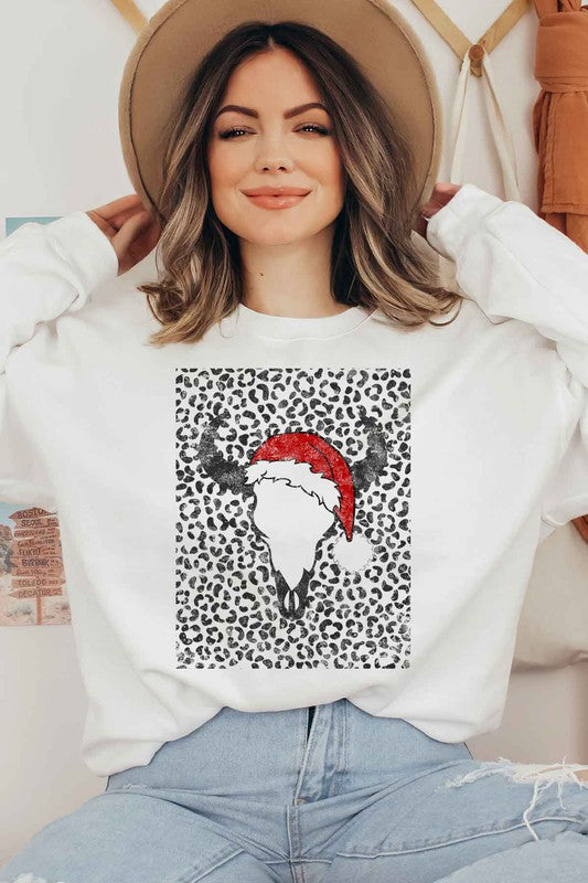 CATTLE CHRISTMAS GRAPHIC SWEATSHIRT PLUS SIZE