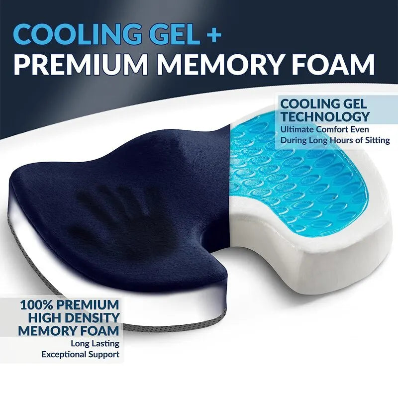 ComfortSeat Gel and Memory Foam Seat Cushion for Home Office and Car - Back Pain Relief, Improve Posture, Sitting Comfort