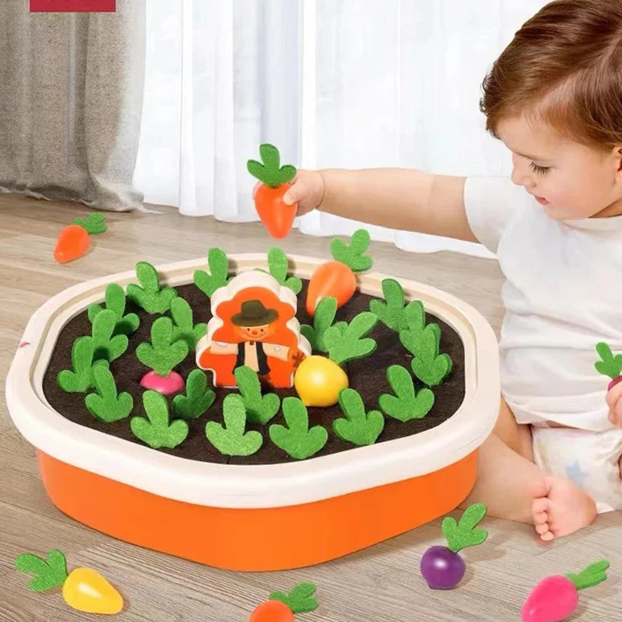 Montessori Toy for Toddlers Colorful Pull Toy Carrot Set