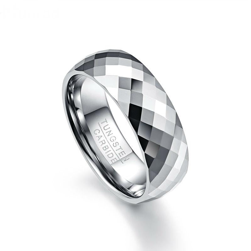 Faceted Silver Tungsten Ring